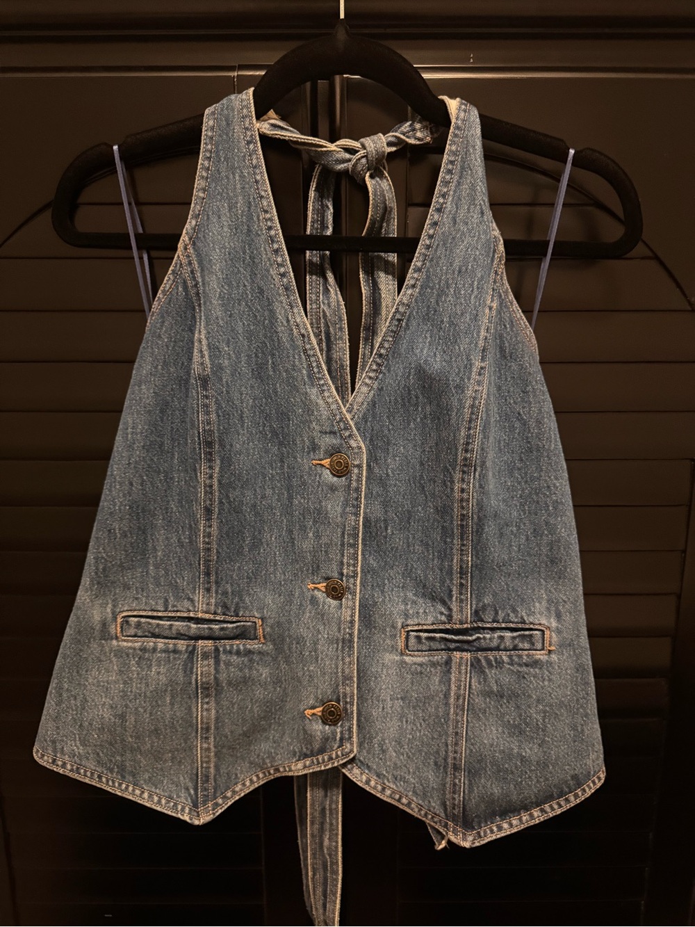 Denim Tie-Back Vest Top